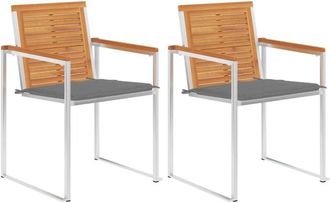 vidaXL Vidaxl - Sillas De Jard&iacute;n Con Cojines 2 Uds Madera Maciza Acacia Y Acero