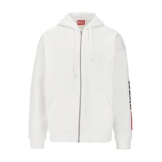 Diesel Zip-throughs, male, White, Size: XL S-boxt-zip-hood-div