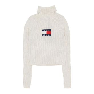 Tommy Hilfiger Melange Turtleneck Flag Sweater - Dames - Coltruien - Wit - S - Wol - Truien & Vesten