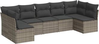 vidaXL Vidaxl - Set De Sof&aacute;s De Jard&iacute;n 7 Piezas Con Cojines Rat&aacute;n Pe Gris