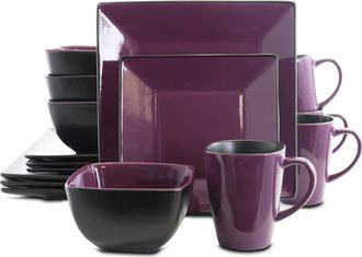 Elama Mulberry Loft 16 Piece Modern Premium Stoneware Dinnerware Set with Complete Settings for 4 in Purple at Nordstrom