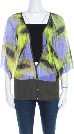 Escada Multicolor Fantasy Print Knit Kimono Sleeve Cardigan