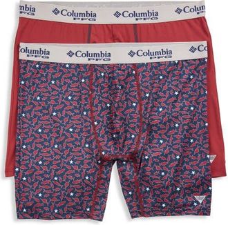 Columbia Big & Tall 2-pk Fish Nation Performance Boxer Briefs in Crimson Red at Nordstrom, Size 2X Big