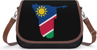 Generic Flag Map of Namibia Womens Leather Crossbody Bags with Adjustable Strap Casual Printed Shoulder Handbag