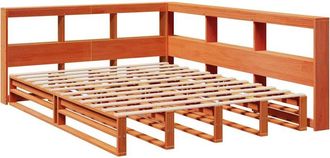 vidaXL Bookcase Bed without Mattress Wax Brown 150x200cm Solid Wood Pine Vidaxl