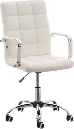 Clp Silla de oficina ajustable giratorio en simil cuero blanco