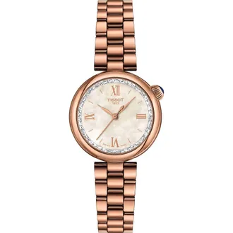 Tissot Desir Mother-of-Pearl Rose Gold Tone Watch, 28mm in Ivory at Nordstrom