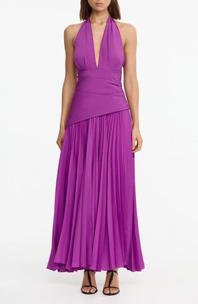 Acler Kerrison Pleat Maxi Halter Gown in Deep Mulberry at Nordstrom, Size 10