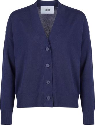 SOLOTRE Cardigans, female, Blue, Size: L Cardigan Over