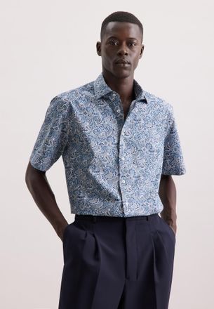 Seidensticker Businesshemd SEIDENSTICKER Regular, Herren, Gr. M (40), normale &Auml;rmell&auml;ngen, gr&uuml;n, 100% Baumwolle, bedruckt, regular fit, gerader Abschluss, Hemden Bu