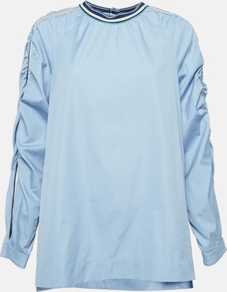 Sportmax Blue Side Stripe Poplin Long Sleeve Top