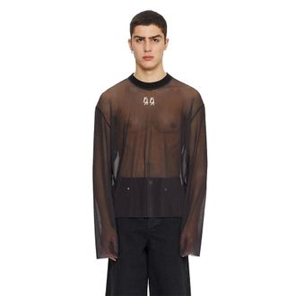 44 Label Group Long Sleeve Tops, male, Black, Size: L Classic Mesh Long Sleeve Tee