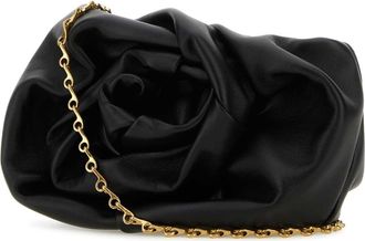 Burberry Womens Black Nappa Leather Rose Clutch