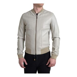 Dolce & Gabbana Blazers - Heren - Leren en Su&egrave;de Jassen - Beige - M - Leer - Jassen