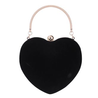 Generic Clutch Purse Cute Heart Shaped Women Handbag Evening Bags Horizontal Shaft Engine Clutch (Black, One Size)