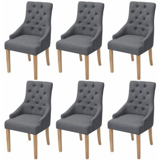 vidaXL Vidaxl - Sillas De Comedor 6 Unidades Tela Gris Oscuro