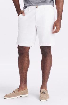 Robert Graham Brightside Flat Front Stretch Cotton Chino Shorts in Bright White at Nordstrom, Size 36