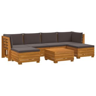 vidaXL Conjunto De Sof&aacute;s De Exterior Con Coj&iacute;n 7 Pieza Marr&oacute;n Vidaxl