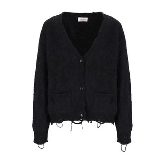 Laneus Cardigans, female, Black, Size: 2XL Boucle Buttoned-up Bomber Jacket