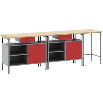 vidaXL Conjunto De Banco De Trabajo 3 Pcs Negro 255 X 55 X 85 Cm Acero Vidaxl