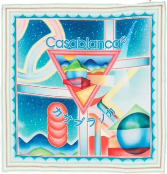 Casablanca Silky Scarves, female, Multicolor, Size: ONE SIZE Tennis Club Medium Silk Scarf