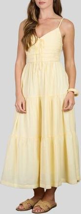 August Sky Tiered Maxi Sundress in Butter Yellow at Nordstrom Rack, Size Medium