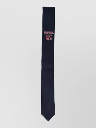 Thom Browne icon slim tie embroidered detail