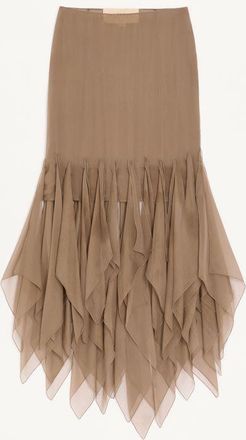 Valentino Asymmetrical Chiffon Skirt Woman MILITARY GREEN 36