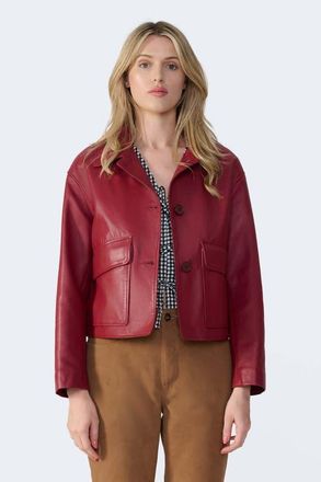 FURNIQ Ella Leather Jacket in Light Burgundy at Nordstrom, Size Xx-Large