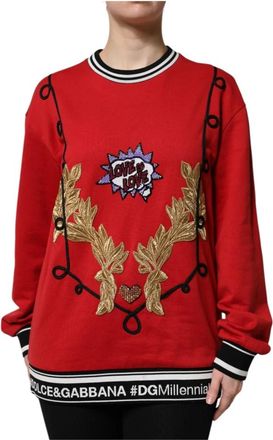 Dolce & Gabbana Dames, Truien, Rood, Maat: S Katoen