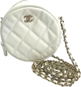 Chanel Pre-owned Leather chanel-bags - Dames - Vintage Schoudertas - Wit - ONE Size - Vintage