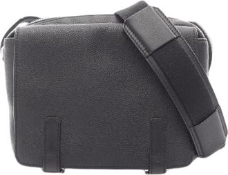 Loewe Pre-owned Cross Body Bags, male, Black, Size: ONE SIZE Pre-owned Military Messenger XS Leather Shoulder Bag