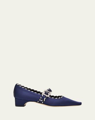 Manolo Blahnik 30mm Zaera Satin Mary Jane Pumps