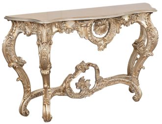 Biscottini International Biscottini - Mesa Consola De Madera Hoja De Plata Envejecida Made In Italy