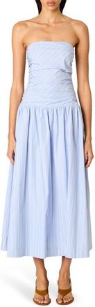 Nia Mulholland Strapless Cotton Midi Dress in Chambray at Nordstrom, Size Medium