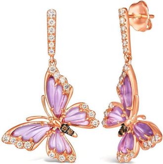 Le Vian Ladies Grape Amethyst Earrings set in 14K Strawberry Gold