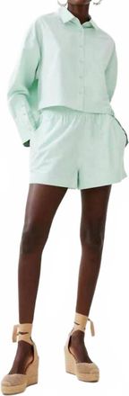 French Connection Woven Pull-On Shirting Shorts In Subtle Green