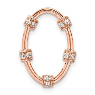 Diamond2Deal 14K Rose Gold Lab Grown Diamond Oval Chain Slide Pendant (0.1ct, VS, G-H)