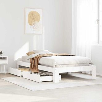 vidaXL Vidaxl - Estructura De Cama Sin Colch&oacute;n Madera Maciza Blanca 75x190 Cm