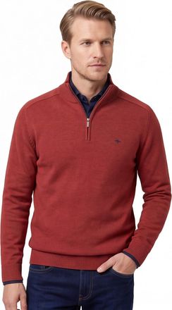 Fynch-Hatton Fynch Hatton Troyer-zip rood katoen casual fit