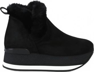 Hogan Womens Faux Fur Trim Booties In Black