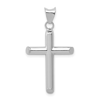Diamond2Deal 14k White Gold Polished Hollow Cross Pendant