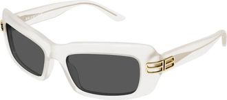 Balenciaga Smalle Rechthoekige Zonnebril - Dames - Zonnebrillen - Wit - ONE Size - Accessoires