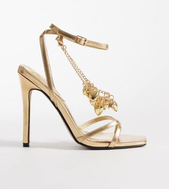 KAIIA Esclusiva Kaiia - 00s - Sandali con tacco color oro metallizzato con fascette e catenina con cuore-Rosa