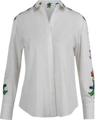 Alice & Olivia Alice + Olivia, Shirts, female, White, Size: XS Oversized shirt with shoulder prints
