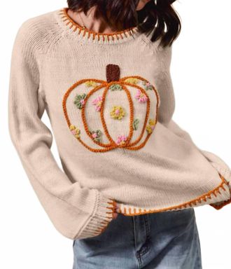 So Me Pumpkin Patch Pretty Sweater In Beige
