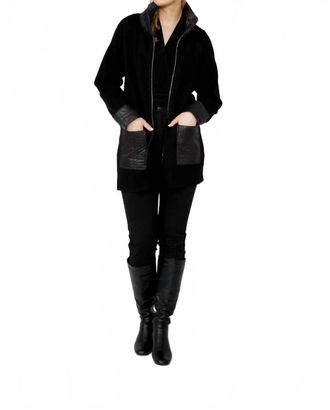 Frank Lyman Design Liana Long Sleeve Knit Jacket With Rhinestone In Black