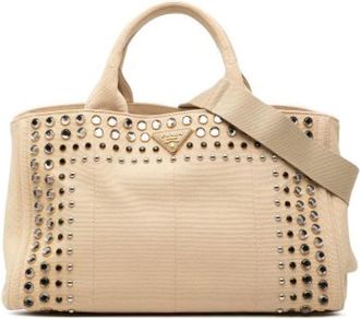 Prada Pre-owned Vintage Canvas Handtas - Dames - Vintage Handtas - Beige - ONE Size - Vintage