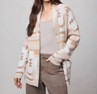 Splendid Cierra Knit Cardigan In Burnt Orange Aztec