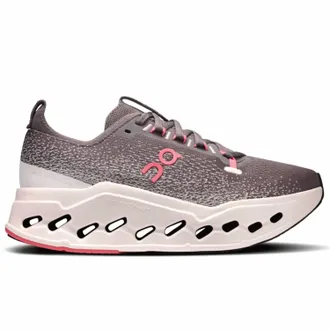 On Womens Cloudsurfer Max Running Shoes In Pebble/oyster